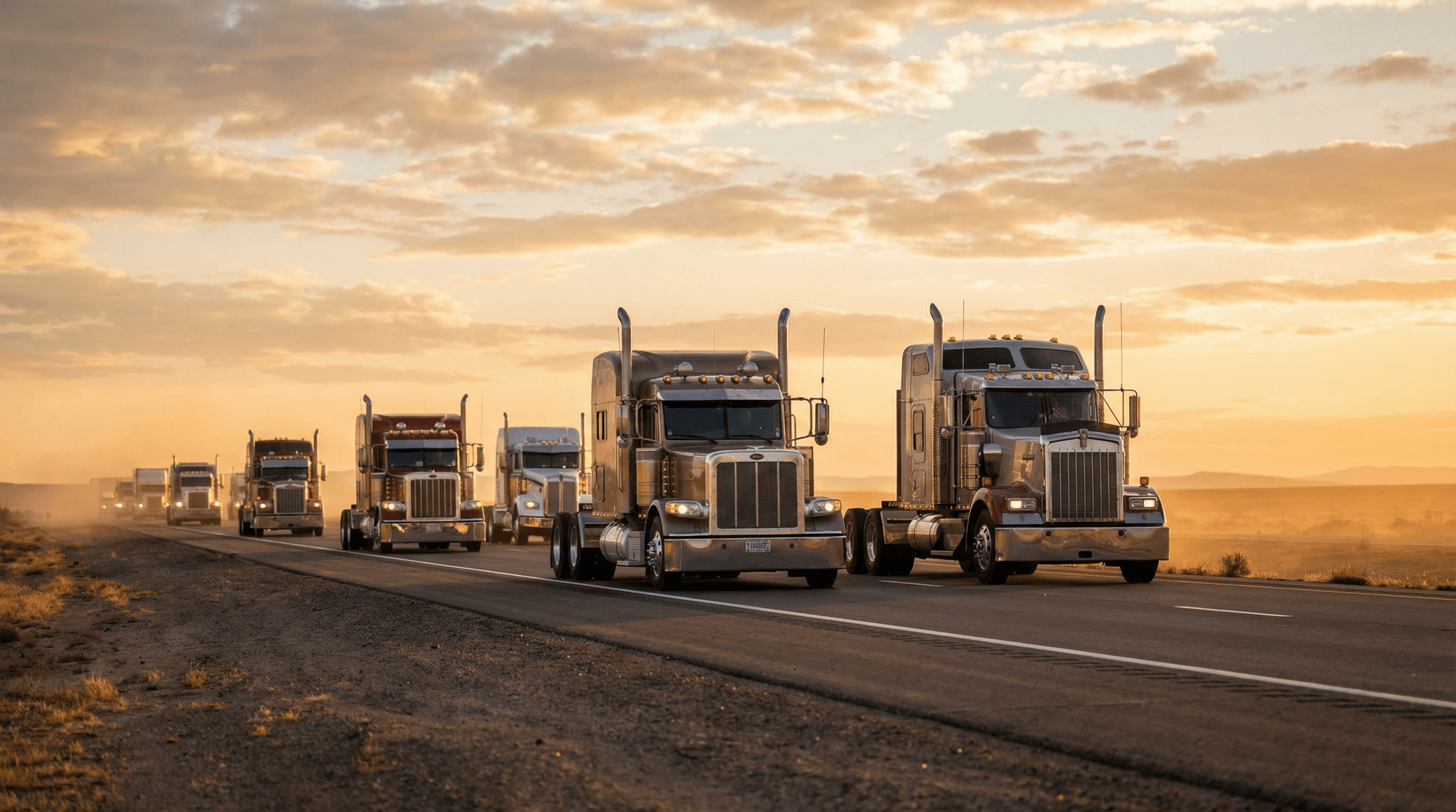 Fleet convoy on open highway