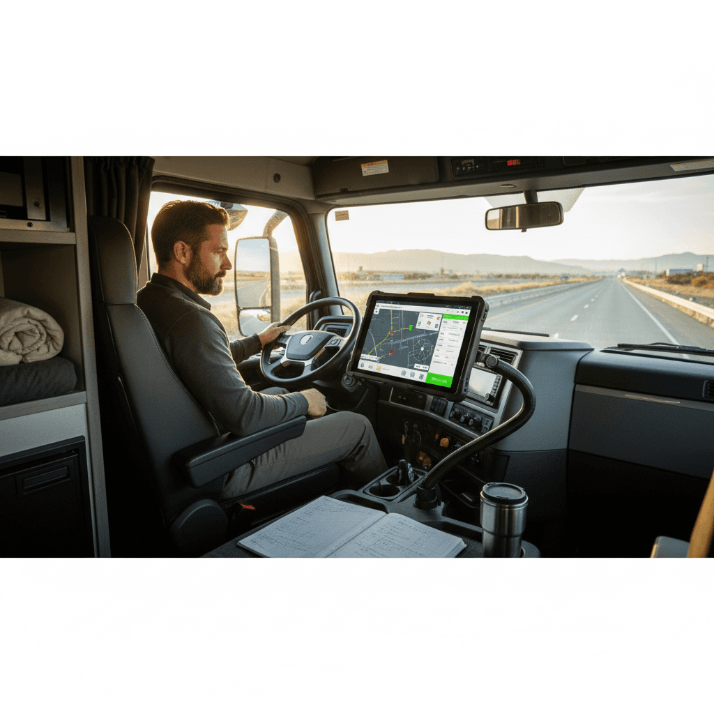 Driver using tablet